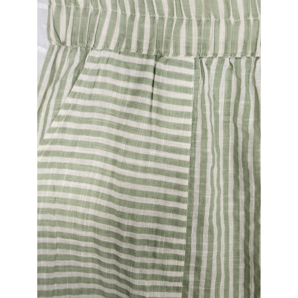 Salty Lemon Women's XL White Green Stripe Beach Pants Leg Slits Boho - Picture 9 of 13